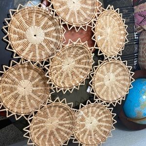 Rattan woven starburst sun shape charger tray basket